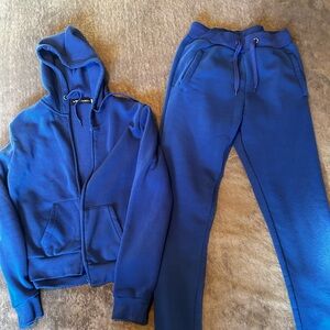 Women Blue Hoodie and Sweatpants Set Large